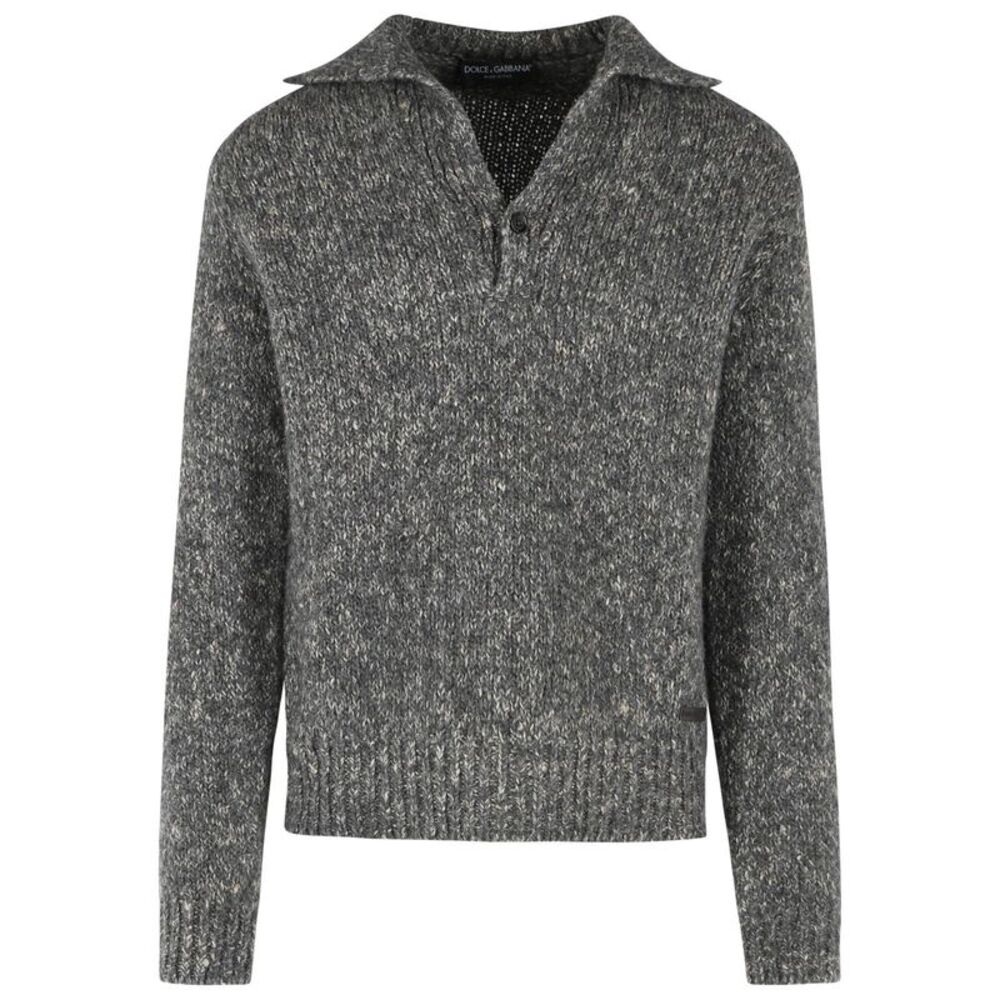 Dolce & Gabbana Grey Virgin Wool Blend Polo Shirt Men